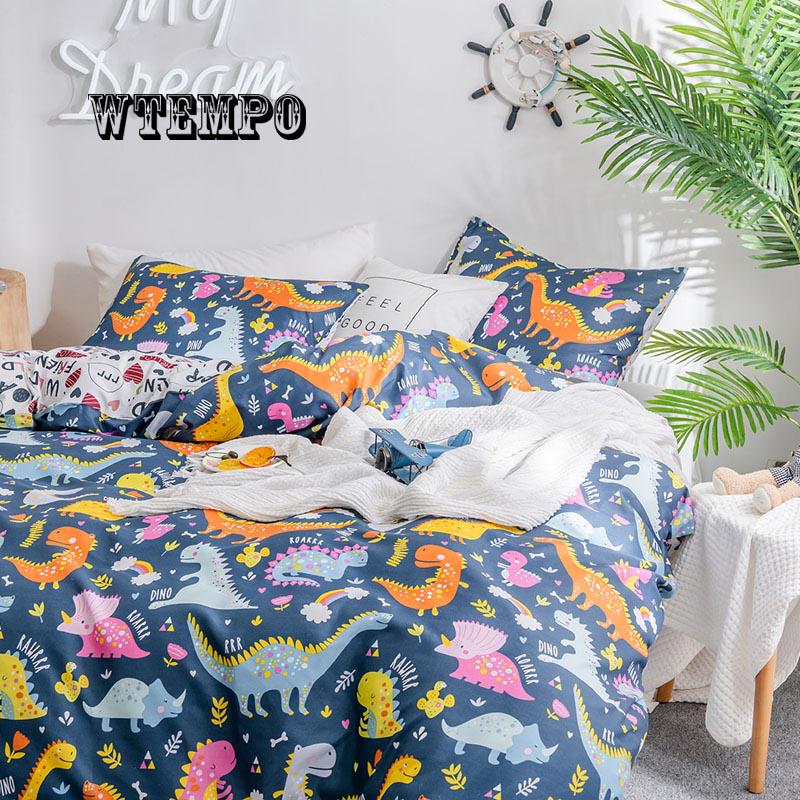 3 Pcs Printed Cartoon Animal Bedding Set Bed Sheet Bed Cover Bed Decoration Kids Home Textile