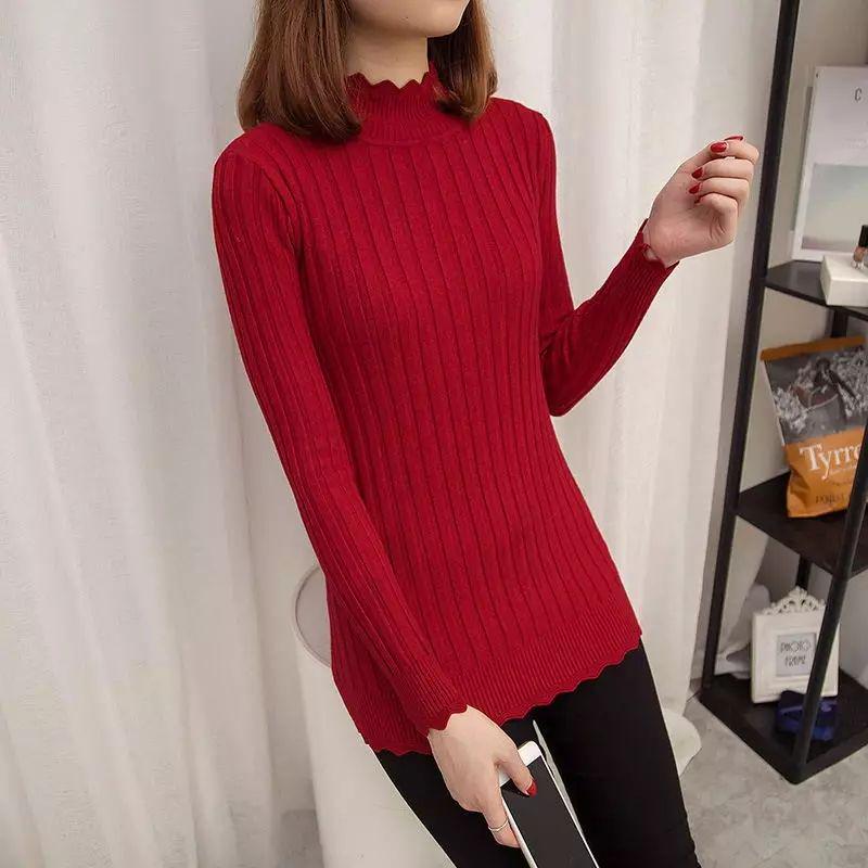 High Collar Sweater Winter Knitting Sweaters Large Size Sweater Skirt Woman Medium and Long Section