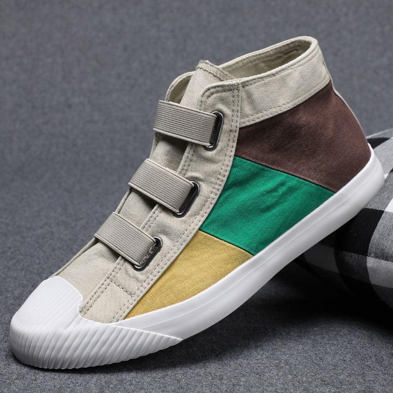 Plus Size 38-44 Summer Men High-top Canvas Sneakers Comfortable Running Basketball Shoes Breathable Shockproof Non-slip Shoes