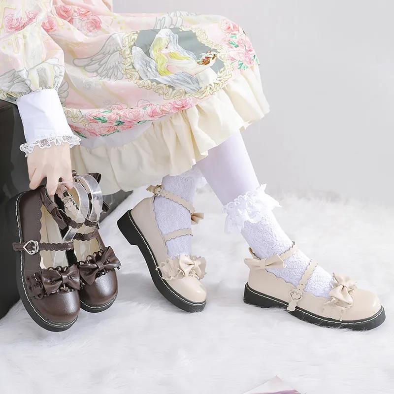 Lolita Shoes Japanese Loli Leather Shoes Tea Party Shoes Uniform Single Shoes Women Retro Thick Heel Shoes Cute Ladies Leather Shoes