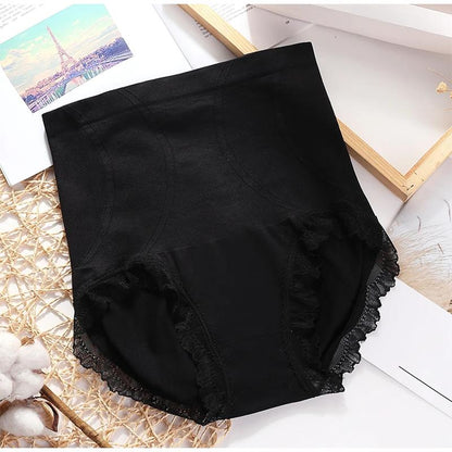 Abdomen Panties Women's Graphene Lace Sexy Crotch Antibacterial Hip-lift Panties Postpartum High-waist Abdominal Panties Seamless Mid-waist Panties