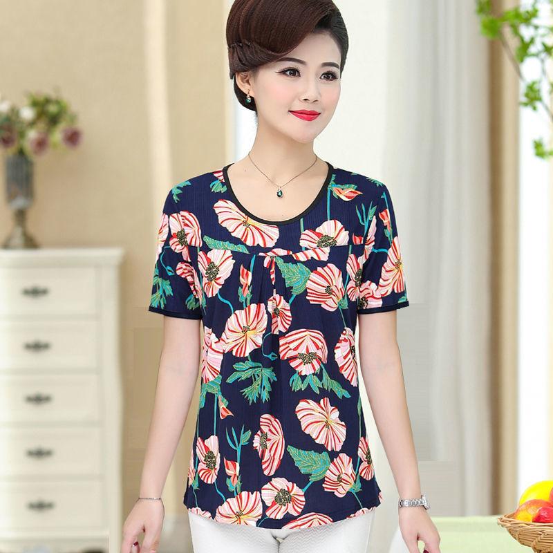 Women's Loose Round Neck Short-sleeved T-shirt Summer Casual Daily Wearable Printed T-shirt Fabric Light and Breathable Loose and Comfortable