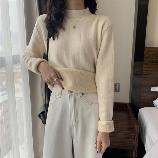 Winter Sweater Turtleneck Thick Fleece Warm Pullover Sweater Women White Long Sleeve Plus Size Loose Casual Knitted Jumper Fall Women Fashion Sweater