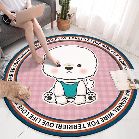 INS Cartoon Round Carpet Bedroom Living Room Teenage Heart Cute Computer Chair Swivel Chair Hanging Basket Mat Land Pad Home