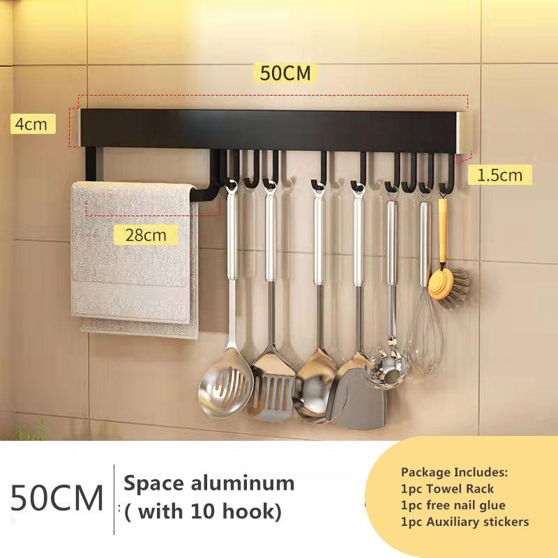 Kitchen Wall Hanging Rack Hook Wall Hook Rack Row Hook Stick Hook Kitchenware Rack Towel Rack Spatula Spoon Rack Rag Hook