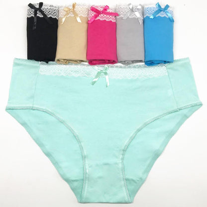 6 pcs/lot Panties Underwear Women Cotton Plus Size Briefs Soft Solid Color