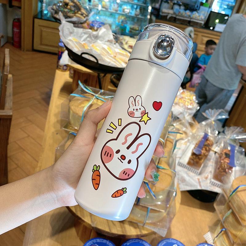 Water Cup Thermos Cup Vacuum Cup Female Student Cute Girl Heart Simple 304 Stainless Steel Cup Travel Cup Convenient To Carry Coffee Cup with Milk