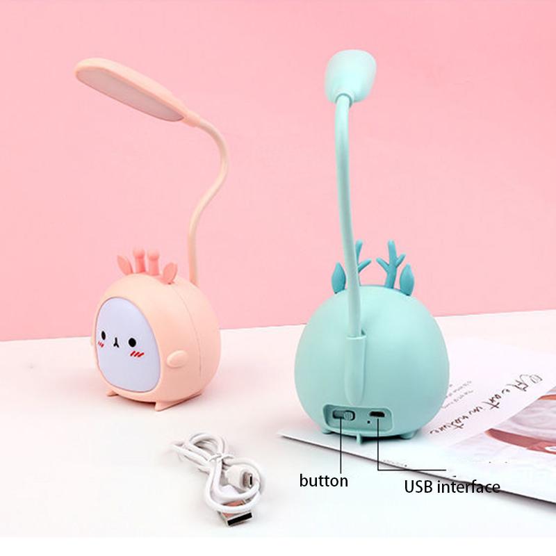 Table Lamp Eye Protection Study Special Dormitory Bedside Night Light Night USB Night Light Bedroom Cute Cartoon Magic Color Table Lamp