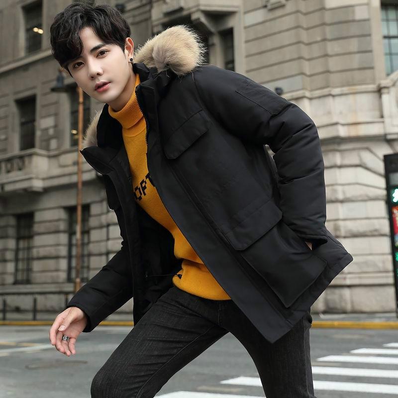 Outdoor Leisure Men's Clothes Winter Medium and Long Section Cotton Clothing Large Size Down Jacket