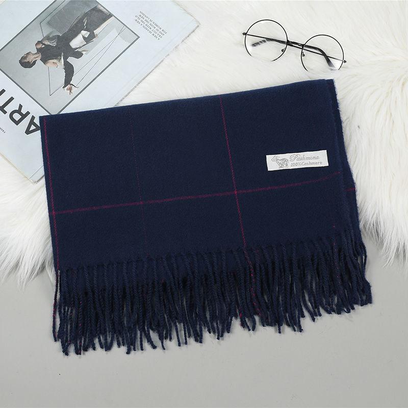 Winter Imitation Cashmere Plaid Scarf Fashion Warm All-match Scarf Lengthened Fringed Scarf Shawl for Women