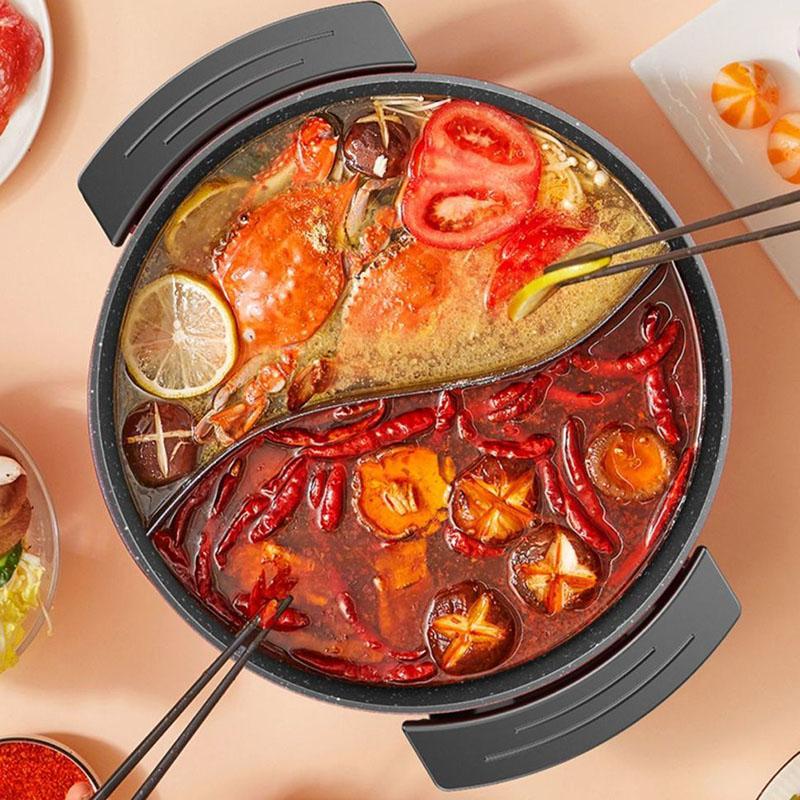 Mandarin Duck Pot Household Multi-function Steaming Cooking Frying Non-stick Large-capacity Electric Pot and Grilling All-in-one Pot