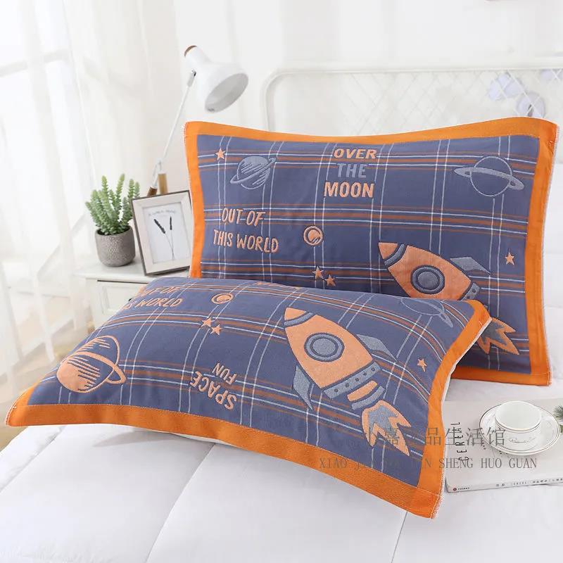 Two-piece Pillowcase Retro Printing Pillowcase Home Bedroom Single Double Thick Encryption Pillow Towel