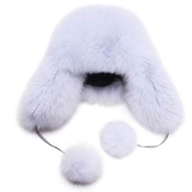 Ladies Hat Autumn and Winter Fox Fur Lei Feng Hat Mongolia Northeast Thickened Cold and Warm Ski Fur Ear Protection Cotton Hat