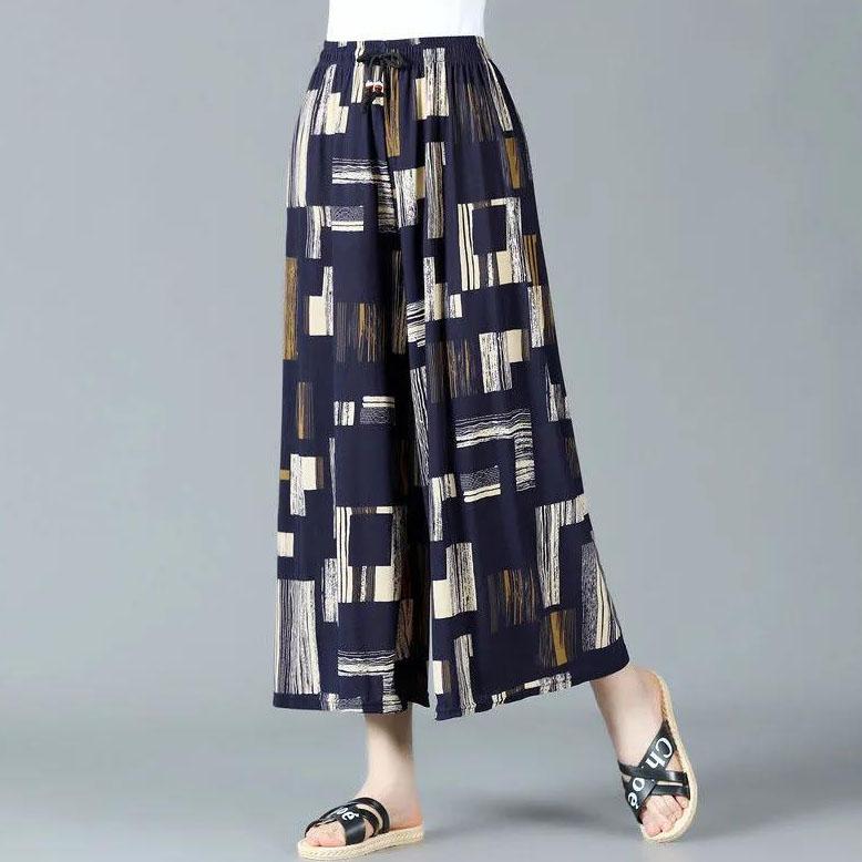 XL-5XL Women's Spring and Summer Wide Leg Long Pants Female Large Size Elastic Waist Loose Casual Printed Pants