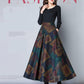 Winter Plus Size Woolen Skirt Female Printed Plaid A-line Skirt Long Maxi Skirt