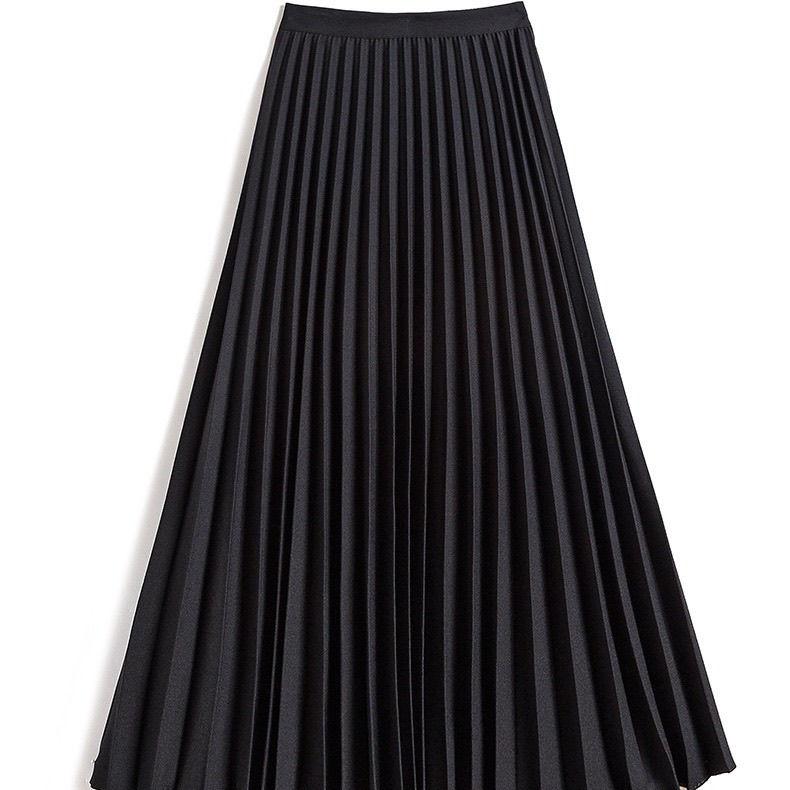 Pleated Skirt Ladies Mid-length High Waist Drape Long Skirt Fashion All-match A-line Skirt