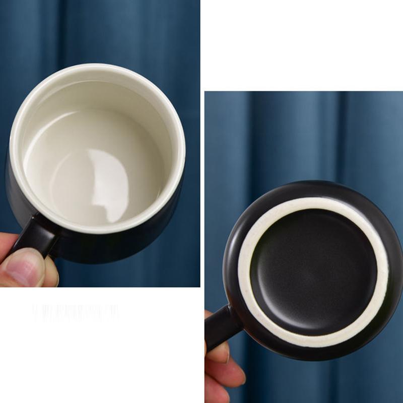 Ceramic Cup Male Mug with Lid Spoon Creative Couple Water Cup Female Pair Simple Coffee Cup Milk Cup Tea Cup