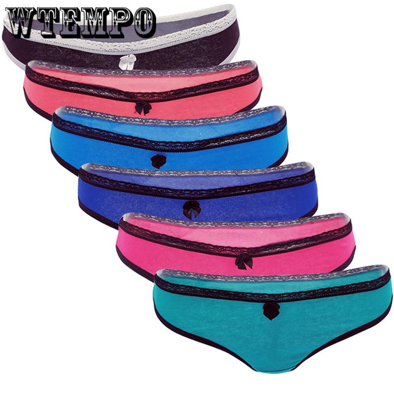 6 pcs Ms. Cotton Solid Color Sexy Thong Panties Sexy T Pants Women Cotton Panties Girl Briefs