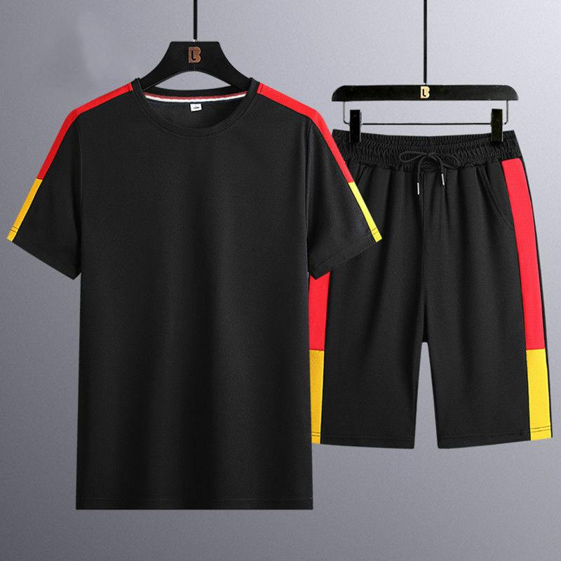 Men's Summer Casual Suit Loose Sports Suit T-shirt Youth Short-sleeved Shorts Clothes Men