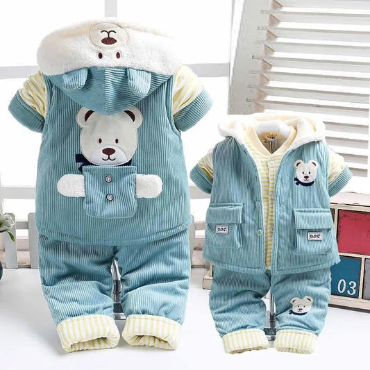 Baby Boy's Autumn and Winter Children's Clothes Autumn Foreign Style Baby Cotton Clothe Winter Thin Cotton Three-piece Suit