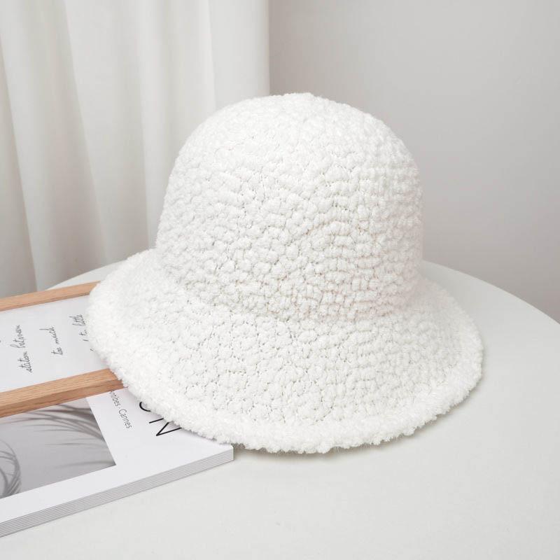 Hat Women Korean Version of The Tide Black Fisherman Hat Autumn and Winter Plush Thickened Big Brim Hat Women