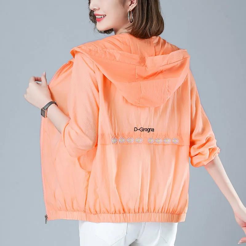 Daisy Sunscreen Clothing Women's UV Protection Long-sleeved Summer Breathable Hooded Thin Coat Women