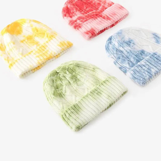 Hip Hop Hats Tie Dye Fashion Streetwear Knit Skullies Beanies 2021 New Autumn Winter New Men's Beanies Hat Brimless Female Knitted Cuff Skullies Caps