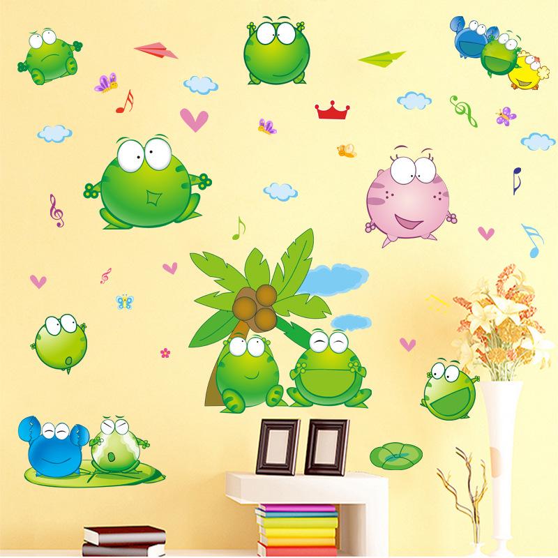 Summer Kindergarten Cartoon Wall Decoration Stickers Bathroom Toilet Summer Sticker Small Frog