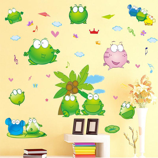 Summer Kindergarten Cartoon Wall Decoration Stickers Bathroom Toilet Summer Sticker Small Frog