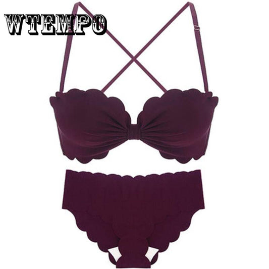 Sexy Lace Push Up Bra Lingerie Bralette 3/4 Cup Wire Free Brassiere Fashion Soft Underwear Set