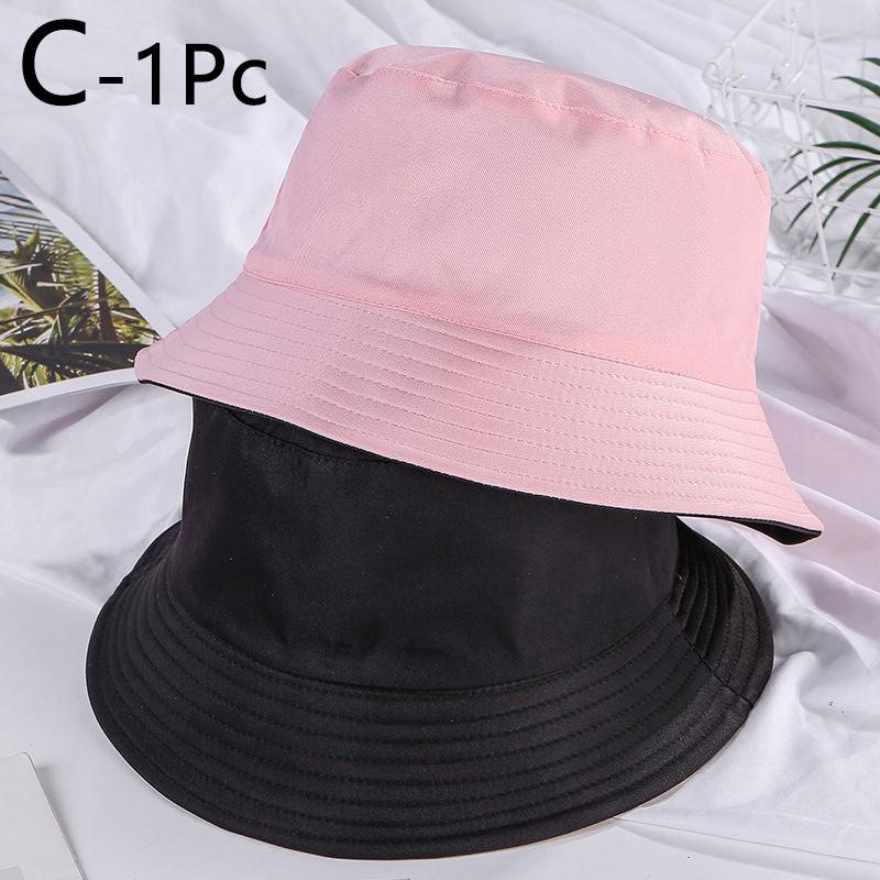 1pc Summer Foldable Bucket Hat Women Outdoor Sunscreen Cotton Cap Female Hat Wide Brim Fisherman's Hats