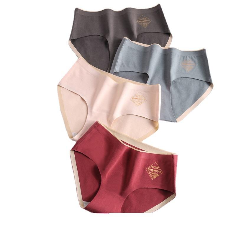 4Pcs/Set Women's Cotton Panties M-XL Comfortable Underpants Female Plus Size Solid Color Briefs