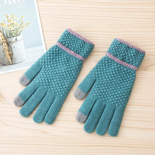 Women's Autumn Winter Imitation Cashmere Knitted Gloves Touch Screen Warm Cold Proof Korean Style Simple Mittens Solid Knitting Gloves Full Fingers