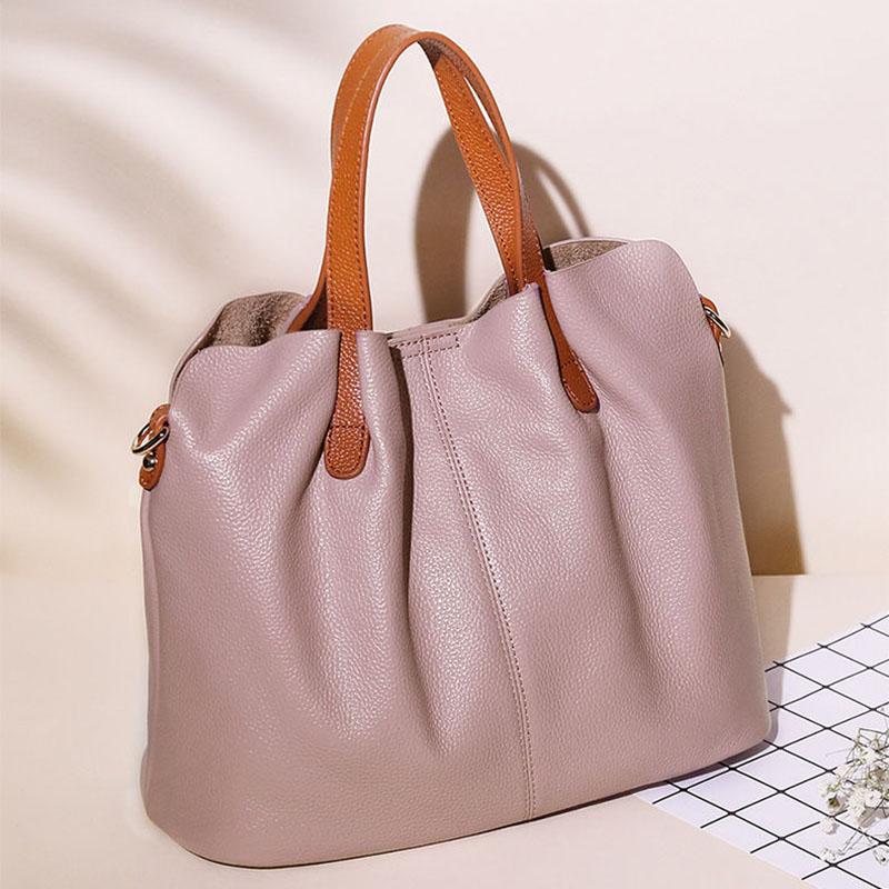 Luxury Top-Handle Bags Genuine Cowhide Leather Handbags for Women Bags Personality Large Capacity European Style Crossbody Bag