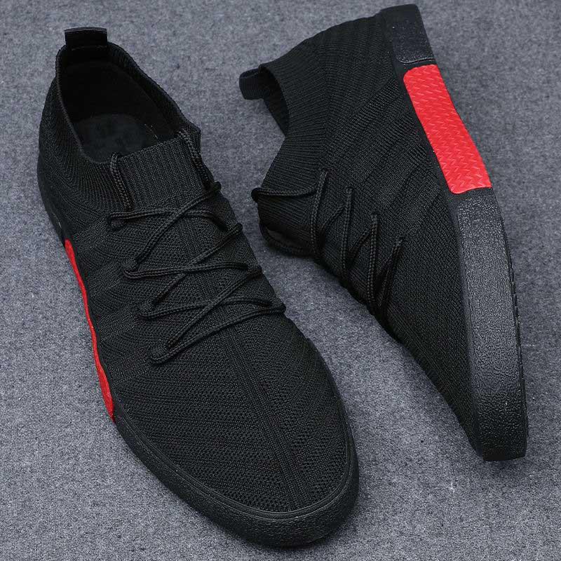 Plus Size 38-44 Summer Men Knitting Lace Up Sneakers Comfortable Running Basketball Shoes Breathable Shockproof Non-slip Shoes