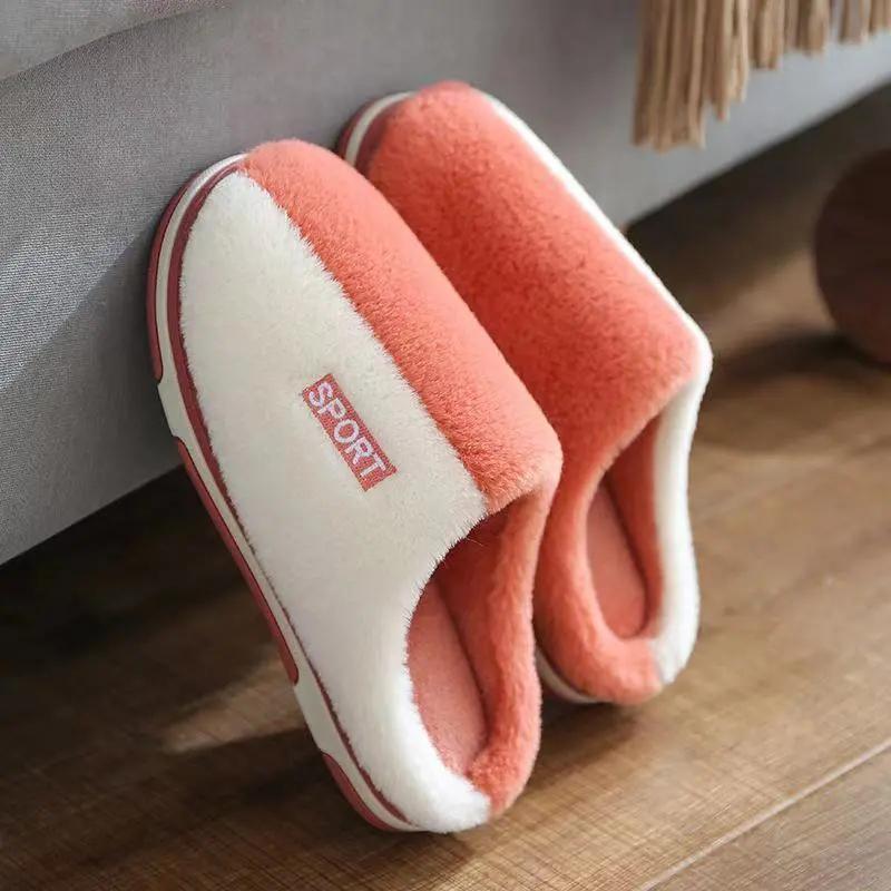 Slippers Women Winter Thick Warm Cotton Shoes Men Plus Size Home Soft Slides Platform Non Slip Slippers Women