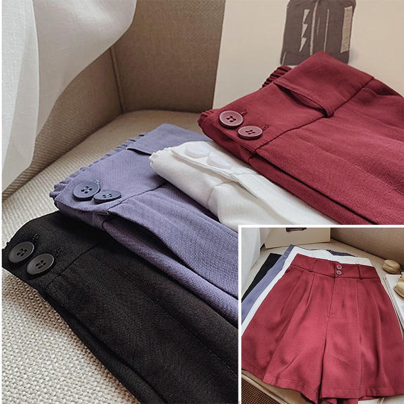 WTEMPO Women Zip Button Suit Trousers Shorts Spring and Summer High Waist Slimming Casual Loose A-line Wide-leg Pants