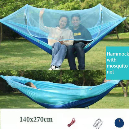 Outdoor Hammock with Mosquito Net Adult Summer Breathable Swing Double Picnic Camping Children Mosquito Net Widened Hammock