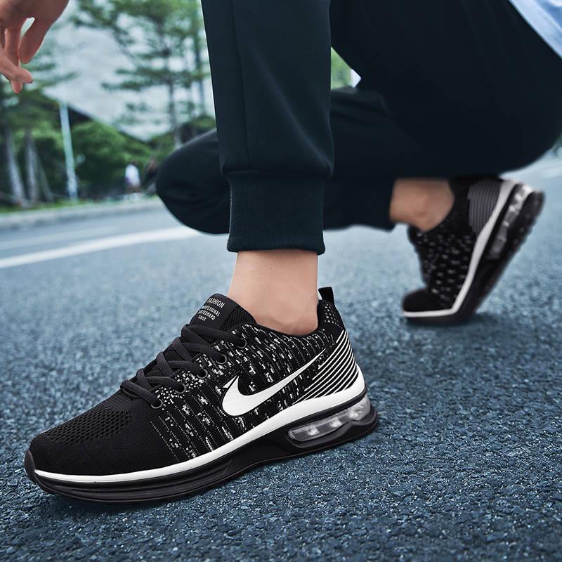 Men Sneakers Running Basketball Shoes Air Cushion Woven Mesh Breathable Deodorant Lightweight Shoes