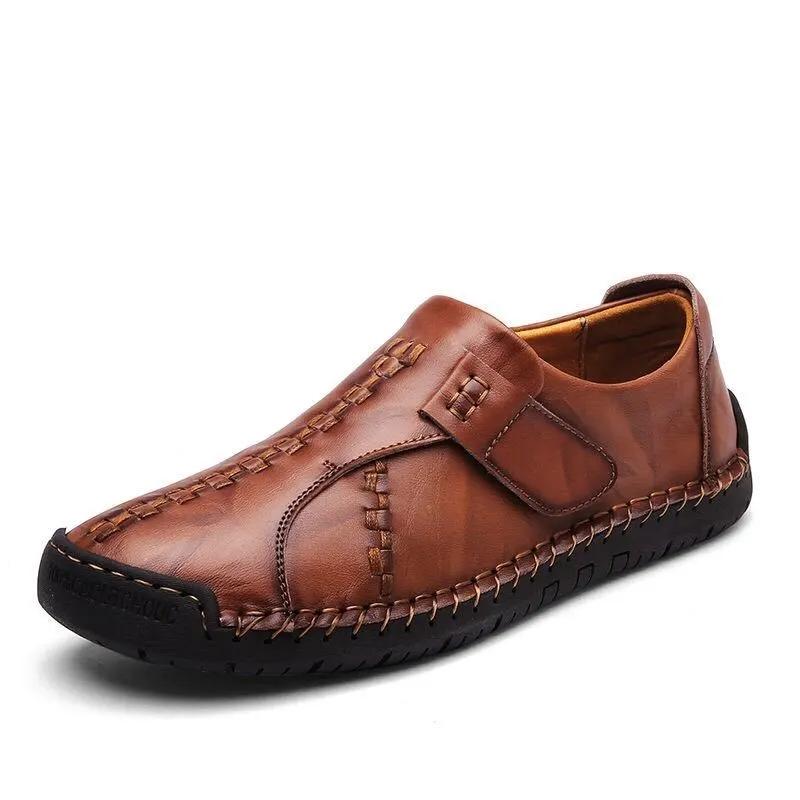 Men's Cowhide Leather Shoes Casual Slip-On Leather Shoes Genuine Leather Men's Shoes Driving Shoes Soft Sole Breathable Loafers