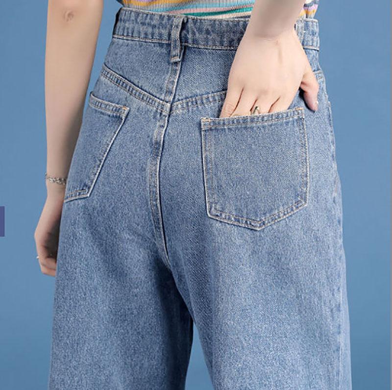 Women's Spring/Summer Jeans  Straight Loose High Waist Wide Legs Large Fat Girl Pants