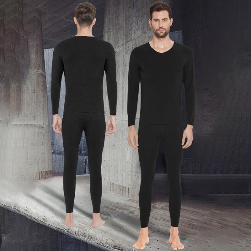 Men Winter Thermal Underwear O-neck Tops Pants Male Tight Suit Thicken Windproof Warm Soft Lining Long Sleeve High Elasticity Versatile Spring Pajamas