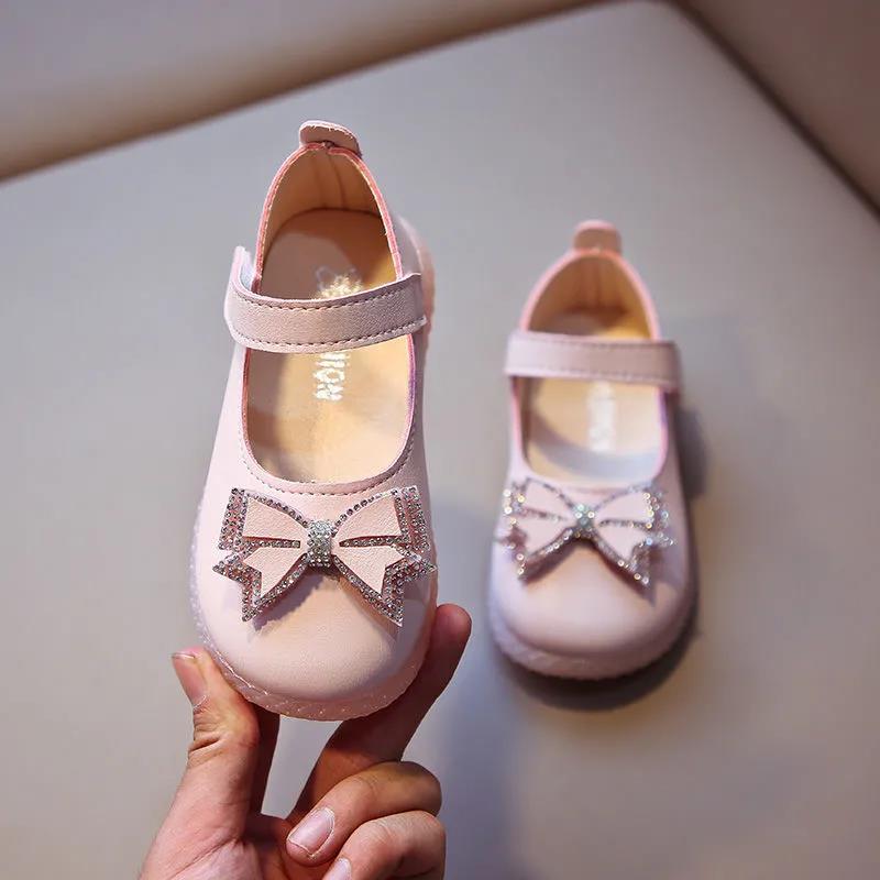 Children Shoes Girls Flat Heel Princess Dance Sandals Kids Shoes Glitter Leather Fashion Girls Party Dress Wedding Shoes