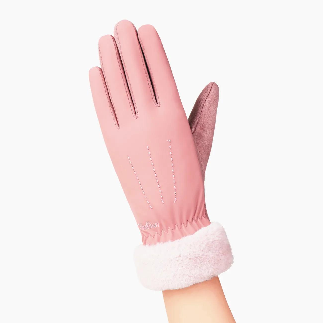 Winter Women's Down Cotton Gloves Warm and Cold-proof Plus Velvet Thick Waterproof Windproof Touch Screen Gloves