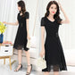 Women's Summer Dress Slim Solid Color V-neck Chiffon Long Skirt