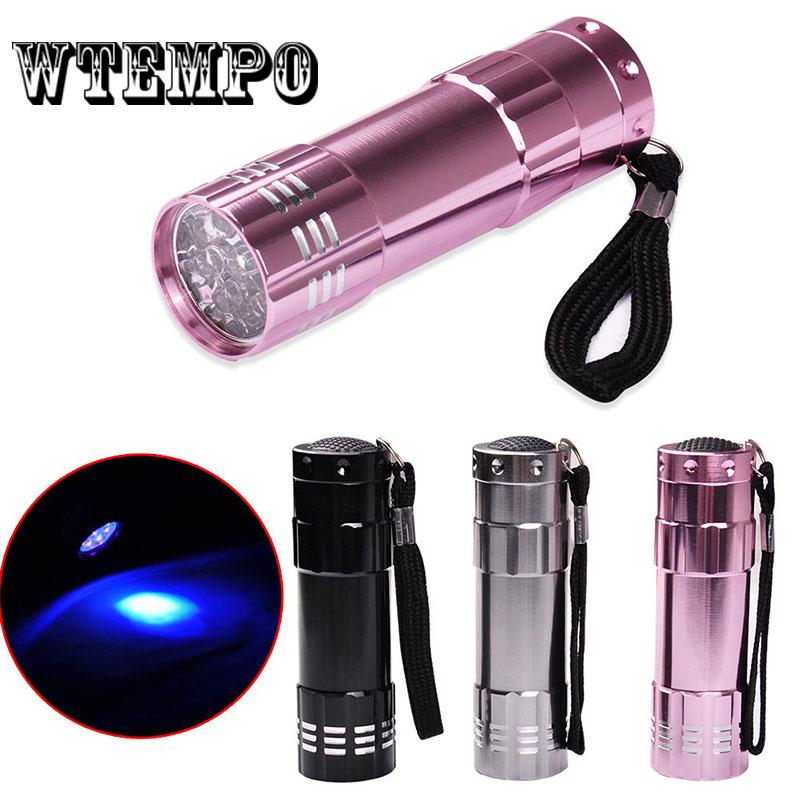 1pc Mini 9 LED Uv Gel Curing Lamp Without Battery Portability Nail Dryer LED Flashlight