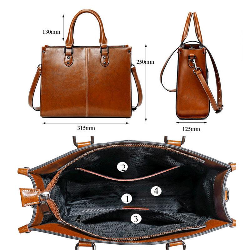 Personality European Style Crossbody Bag High Quality Genuine Leather Women Bags Luxury Top-Handle Bags Large Capacity