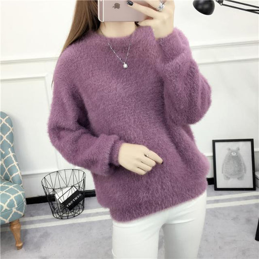 Women Turtleneck Sweater Loose Slim Solid Pullover Winter Knitwear Jumper