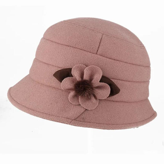 Autumn Winter Vintage Women's Flower Top Hats Solid Color Wool Blend Octagonal Hat Painter Hats All-match British Warm Hats