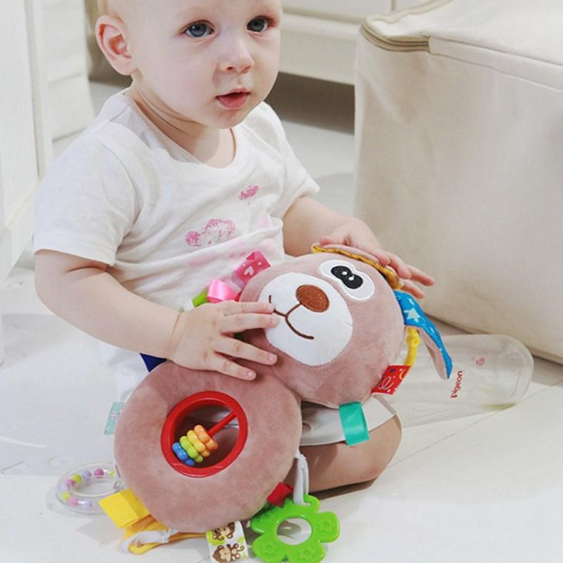 Creative Beads Plush Doll Pendant Baby Teether Ring Rattle Car Pendant